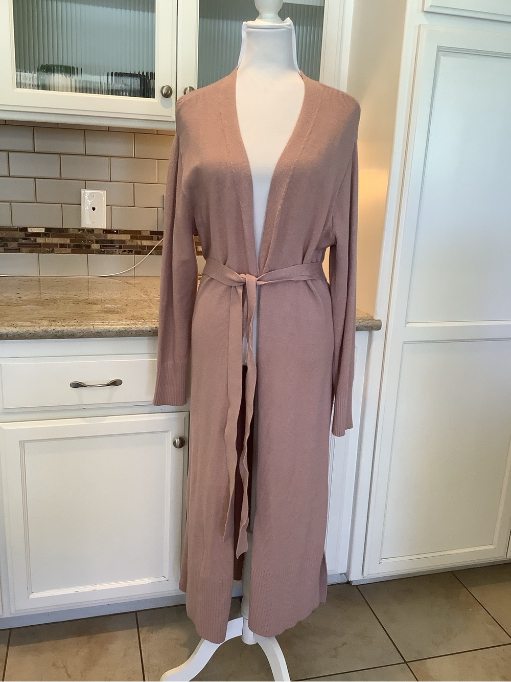 Express Long Tie-Waist Duster Cardigan - Blush Pink XL